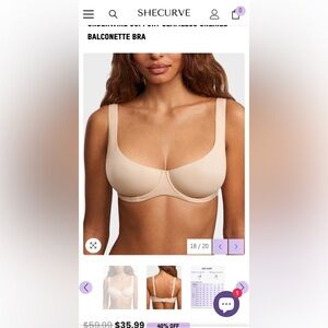 SheCurve 36G UNDERWIRE SUPPORT SEAMLESS UNLINED BALCONETTE BRA